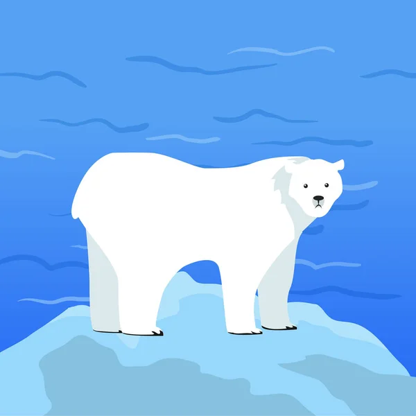 Urso polar Ursus Maritimus no pedaço de gelo — Vetor de Stock