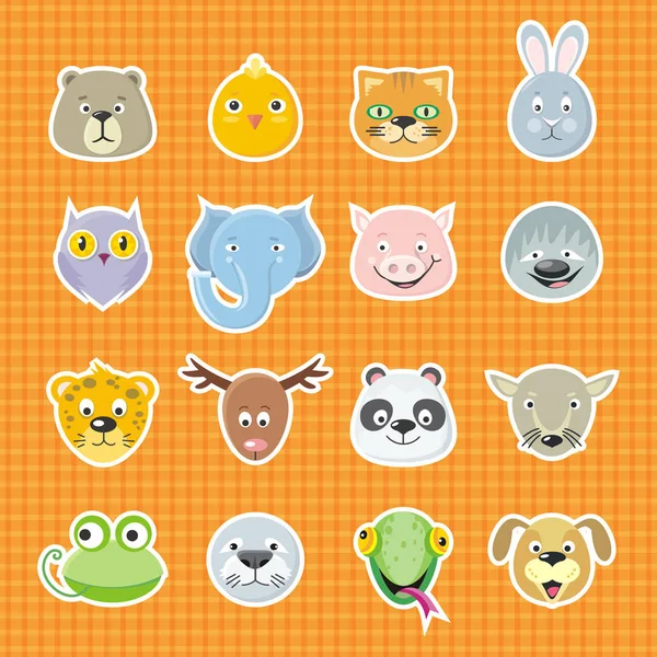 Colección de lindo cara animal — Vector de stock