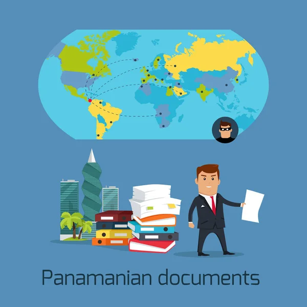 Panameño Documentos Escándalo Concepto Vector plano — Archivo Imágenes Vectoriales