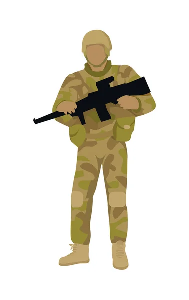Soldado armado con arma aislada. Tropa de infantería — Vector de stock