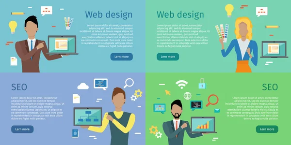 Web Design, Jeu d'infographie SEO — Image vectorielle