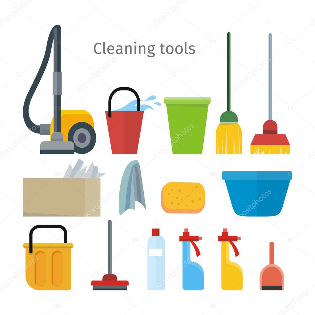 Cleaning Tools Isolated. House Washing Equipment.