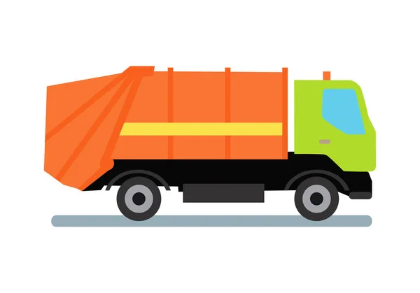 オレンジ色のごみ収集車 — ストックベクタ