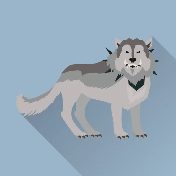 Szary wilk w kołnierz — Wektor stockowy
