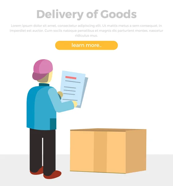 Delivery of Goods Web Banner in Flat Style Design. — Stock Vector