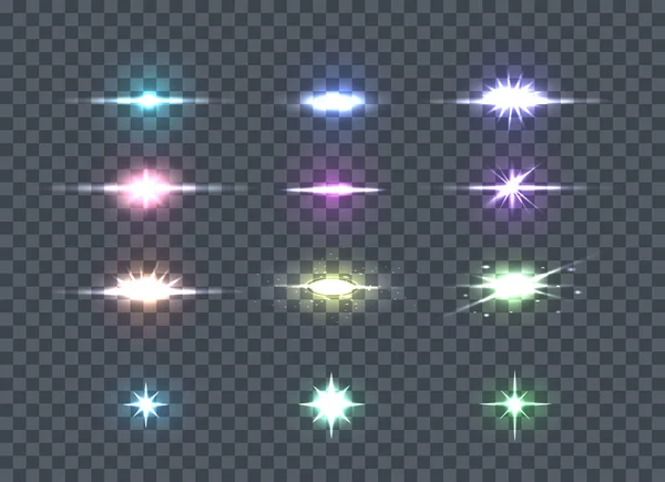 Για να ορίσετε φωτεινά φώτα αστέρι λάμπει. Λαμπερά αστέρια — Διανυσματικό Αρχείο