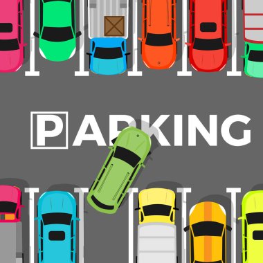 Kavramsal Web Banner otopark. Araba yaprakları yer