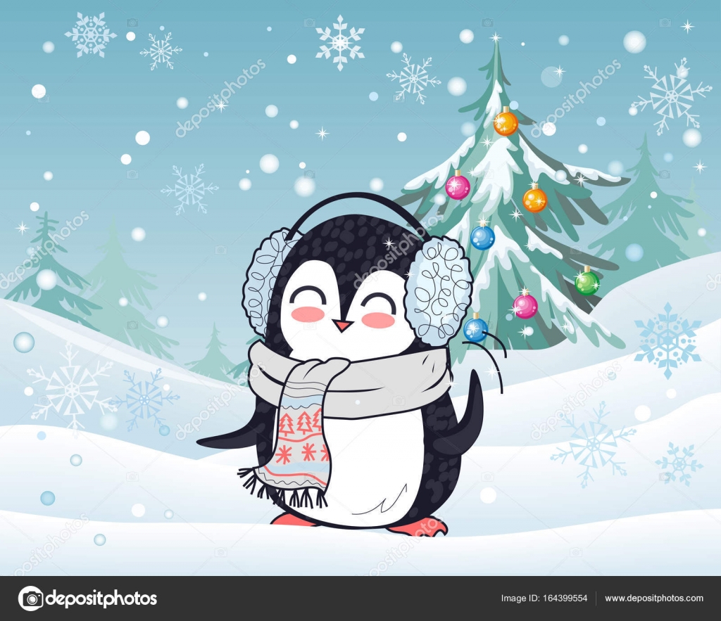 Lustige Polarwinter Vogel Banner Plakat Grußkarte Cartoon Charakter wild Pinguin im flat Design Vektor illustration — Vektor von robuart