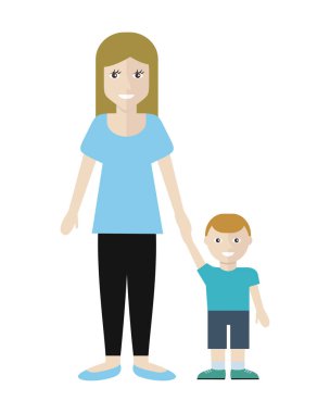 Kadın ve küçük çocuk üzerinde beyaz izole.