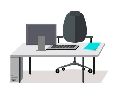 İş yeri kavramı vektör Web Banner düz tasarım