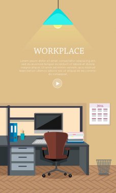 İş yeri kavramı vektör Web Banner düz tasarım