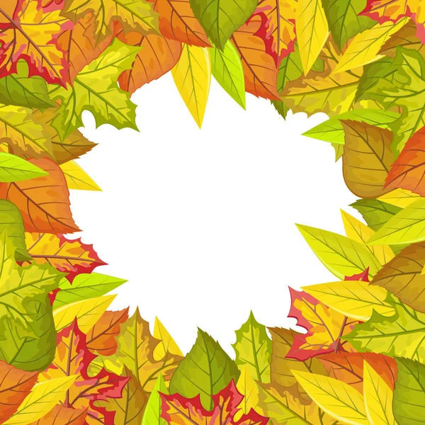 Autumn Leaves Vector Frame in Flat Design — Stock Vector