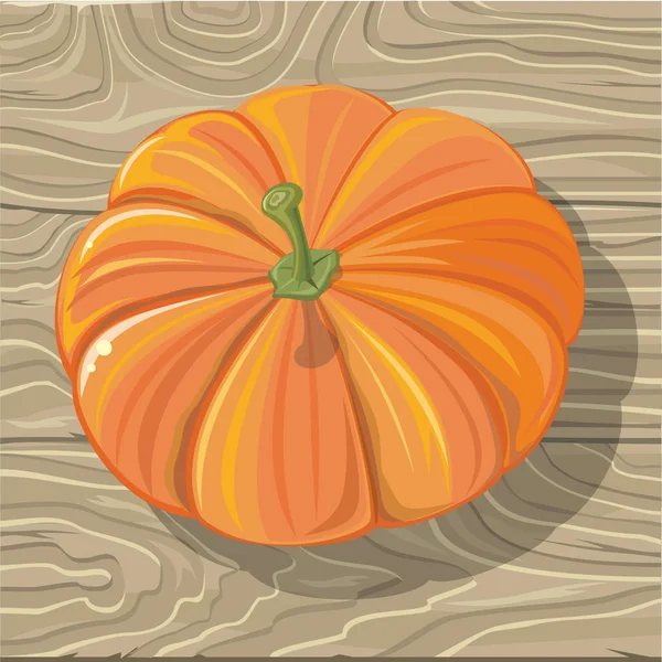 Calabaza sobre fondo de madera Vector Ilustración — Archivo Imágenes Vectoriales