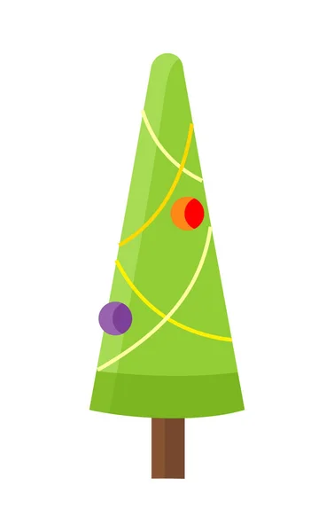 Árvore de Natal Isolada em Branco. Fir dos desenhos animados — Vetor de Stock