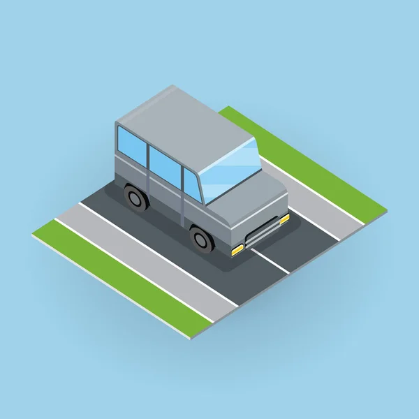 Auto auf Straße Illustration in isometrischer Projektion. — Stockvektor