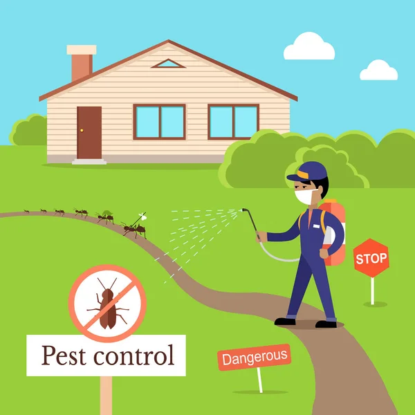 Pest Control Concept Vector In Flat Style Design — Stock Vector