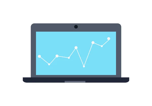 ノート パソコンのモニター。ビジネスのグラフとグラフ — ストックベクタ
