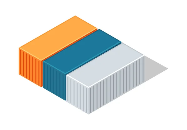 Sea Containers in Isometric Projection Vector — Stock Vector