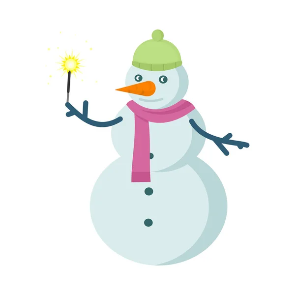 Εικονογράφηση διάνυσμα χιονάνθρωπος σε επίπεδη σχεδίαση — Διανυσματικό Αρχείο