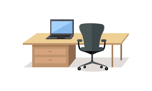 Diseño aislado vacío del lugar de trabajo. Interior de oficina — Vector de stock