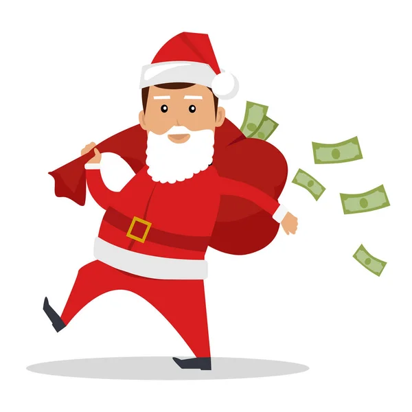 Carácter de Santa Claus con vector de concepto de efectivo — Vector de stock