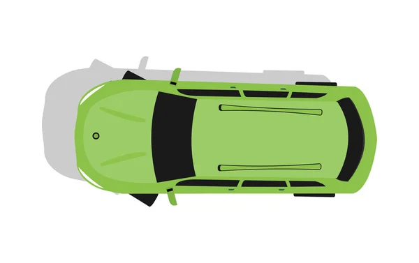 Ilustración de vectores de diseño plano con vista superior de coche verde — Archivo Imágenes Vectoriales