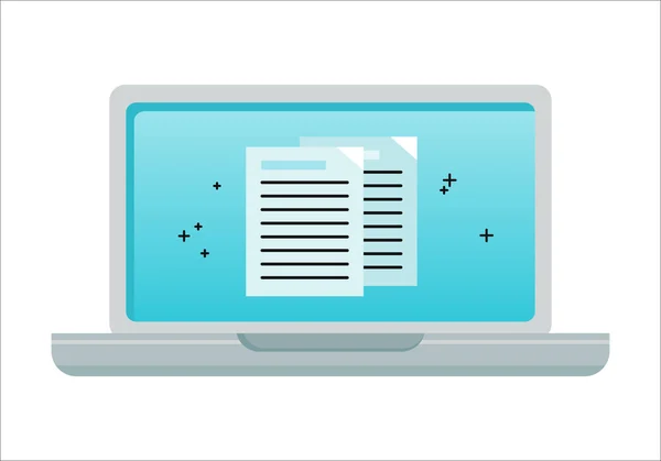 电子文档在屏幕上的笔记本电脑 — 图库矢量图片
