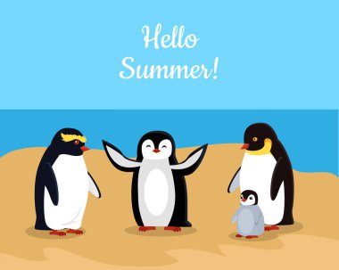 Merhaba yaz. Komik İmparator penguenler aile