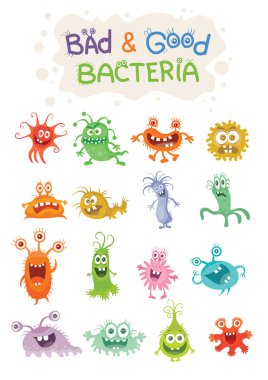 Good Bacteria and Bad Bacteria Cartoon Characters clipart