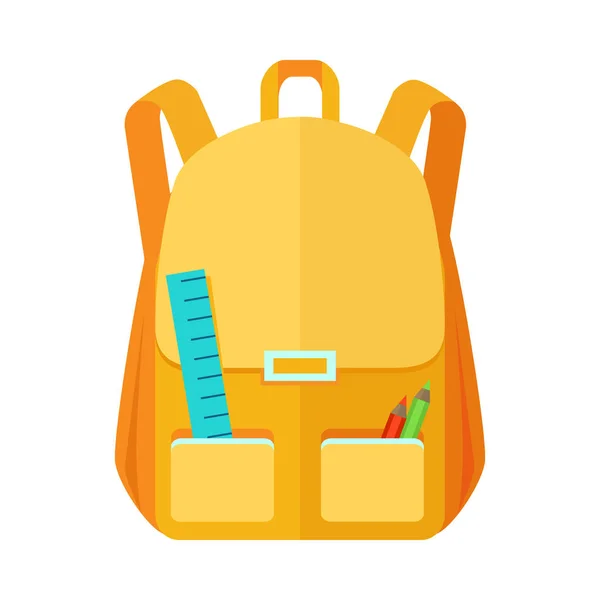 Sac à dos Schoolbag Icône avec règle pour ordinateur portable — Image vectorielle
