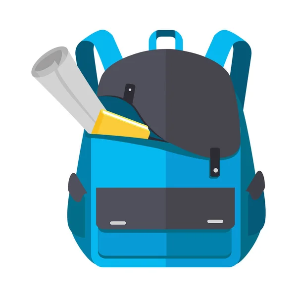 Repack Schoolbag Icon with Notebook Ruler — стоковый вектор