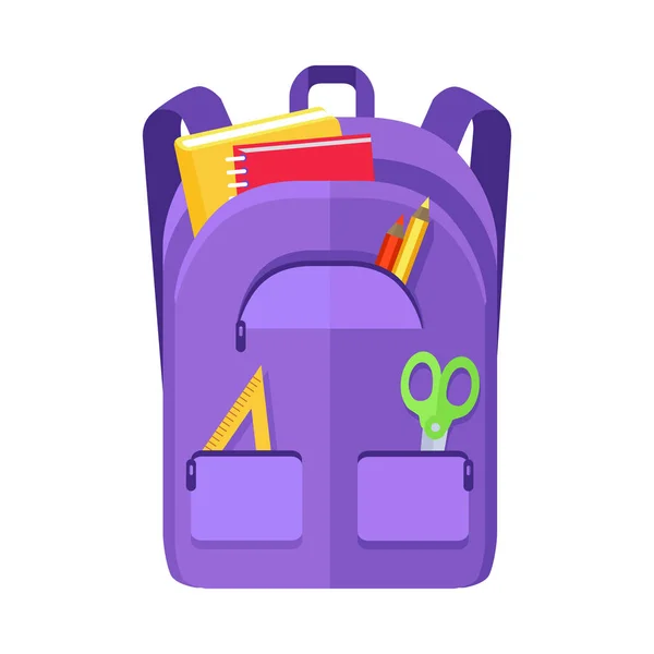 Ícone mochila Schoolbag com Notebook Régua — Vetor de Stock