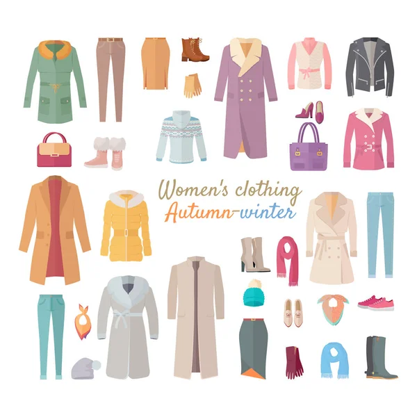 Abbigliamento donna. Collezione Autunno Inverno . — Vettoriale Stock