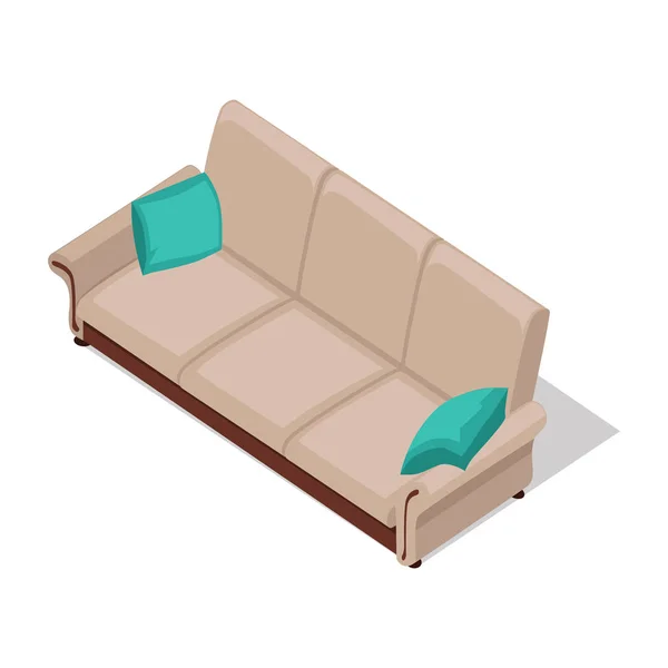 Beige Sofa Illustration in isometrischer Projektion — Stockvektor