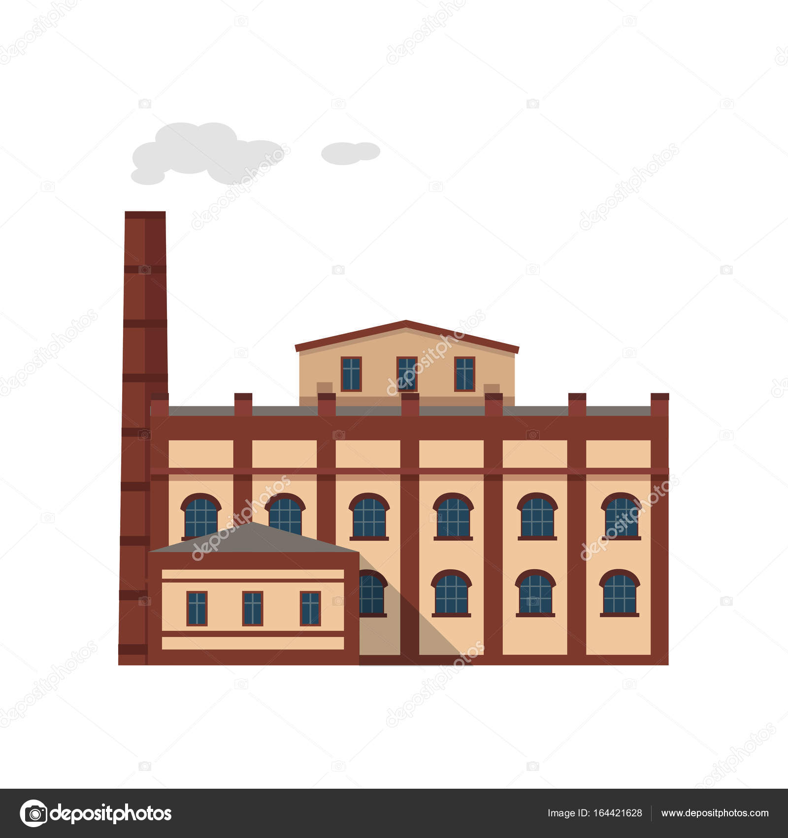 Industry Manufactory Building Isolated on White Stock Vector Image by ...
