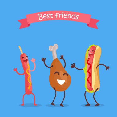 Fast Food ürünleri kavramı vektör düz tasarım