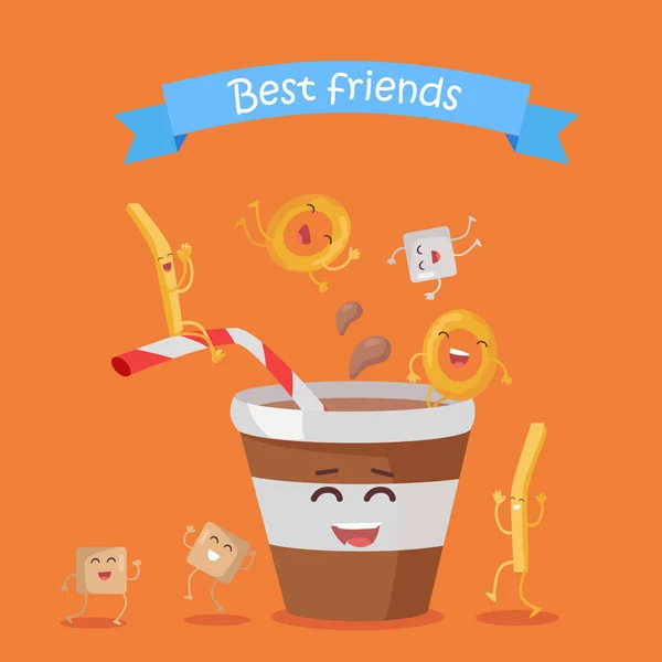 Melhores amigos, banner de comida —  Vetores de Stock