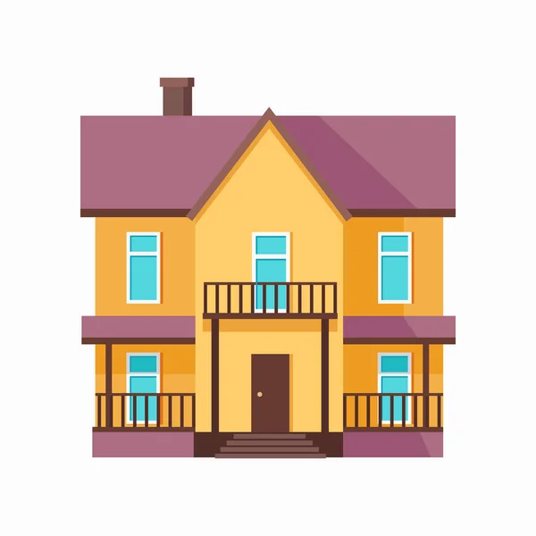 Casa feliz con plantilla de póster de bandera de terraza . — Vector de stock