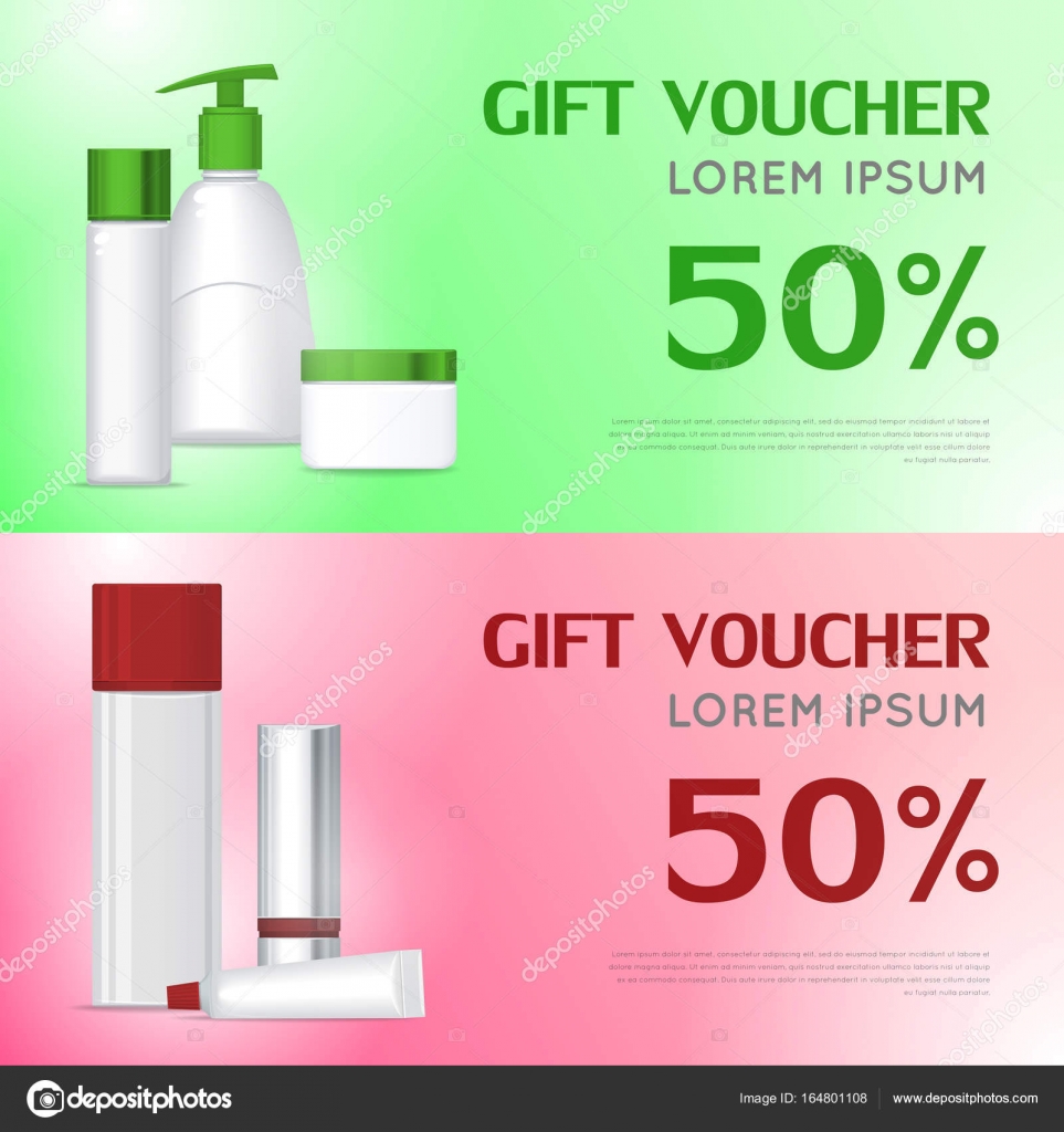 gift voucher cosmetic template certificate coupon stock vector
