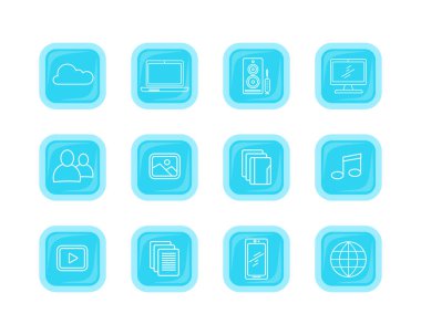Toplama simgeler Modern bilgisayar Web düğmeleri.