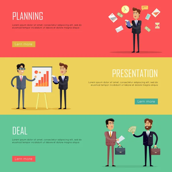 Set of Business Concept Web Banners Ilustrações . — Vetor de Stock
