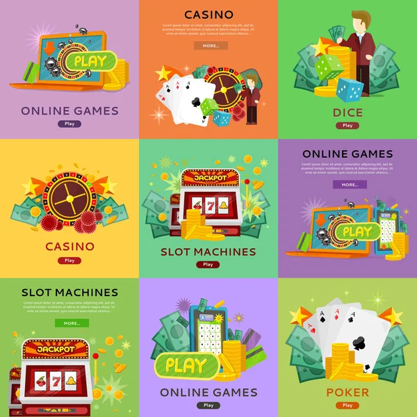 Casino jeu jeu de modèles de site Web — Image vectorielle