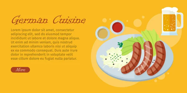 Banner web vettoriale di design piatto della cucina tedesca — Vettoriale Stock