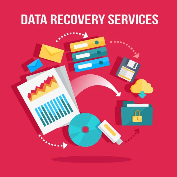 Banner de servicios de recuperación de datos — Vector de stock