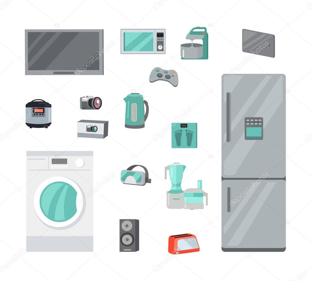 Home Appliances Vectors Set in Flat Design