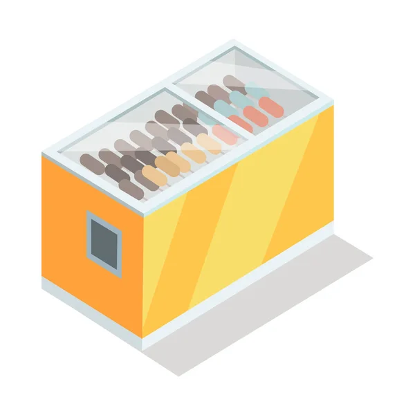 Ice-cream in Groceries Freezer Isometric Vector — Stock Vector