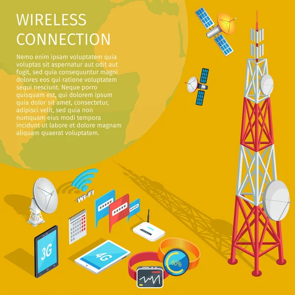 Apparatuur voor Wireless verbinding hoge toren Beep — Stockvector