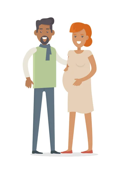 Homme et femme attendent un bébé. Jeune famille . — Image vectorielle