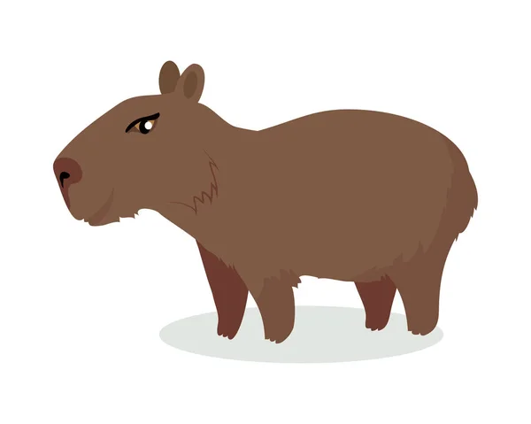 Capybara Cartoon Ikone in flachem Design — Stockvektor