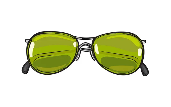 Fashionable Green Sunglasses Isolated Illustration — Stock Vector